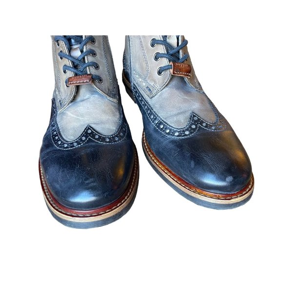 Bugatti Boots Marcello Brogue Mens Shoes Boots 42 NWOT Bew Gray Black Leather - Picture 4 of 10
